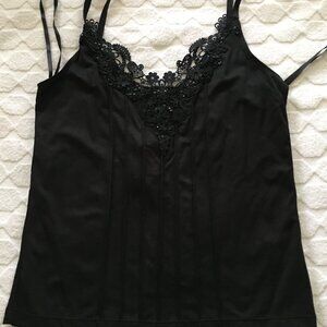 American Exchange Black camisole with lace and sequin trim, sz Large.